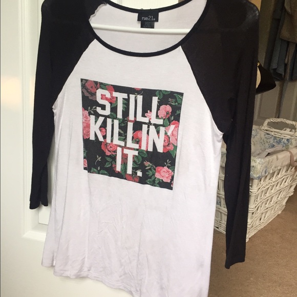 Black and white baseball tee