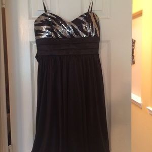 Black satin zebra sparkly dress