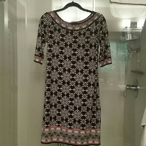 Black, cream and red patterned dress. - Picture 1 of 1