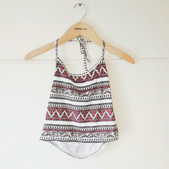 Tops - SALE 🎉 Pattern Print Halter Summer Crop Top Beach