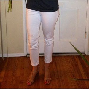 AG Stevie Ankle Slim Straight Leg White Jeans