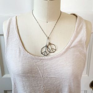 Mixed Metal Peace Sign Necklace