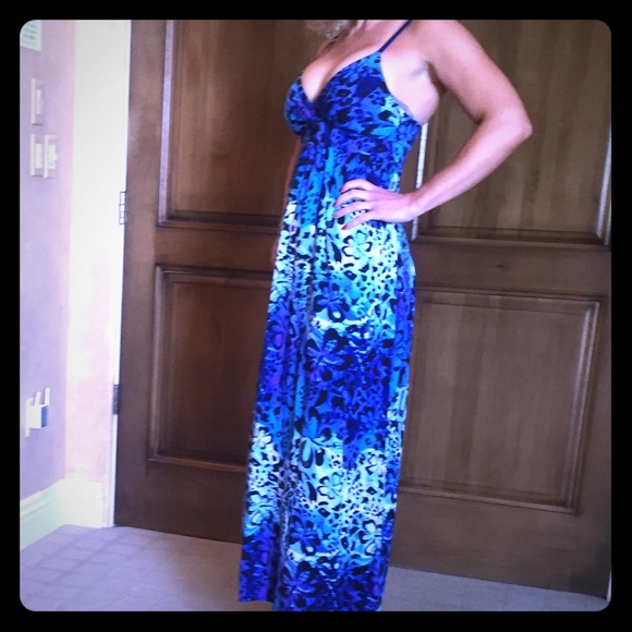 Blue cheetah maxi dress