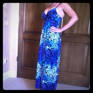 Blue cheetah maxi dress