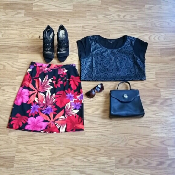 Faux leather front t shirt