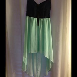 Staples Black and teal high low dress