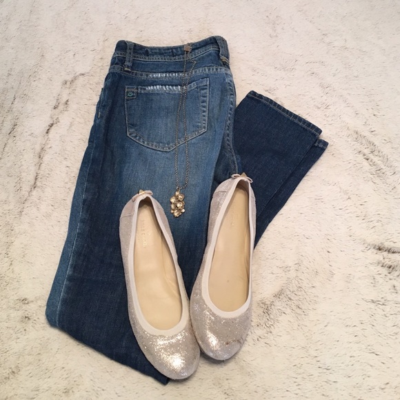 Gold Sparkle Kate Spade Flats - Picture 1 of 4