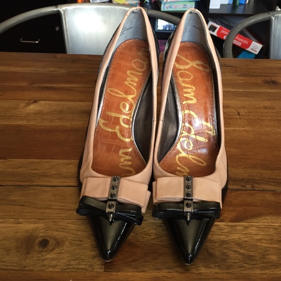 Sam Edelman Beige & Black 7.5 Pointy Heels