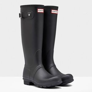 Matte black hunter boots