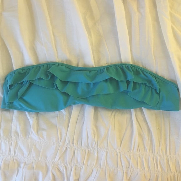 Blue bandeau swim top