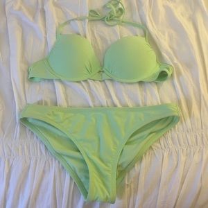 Green push up bikini