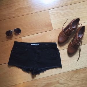 Topshop black denim crop shorts