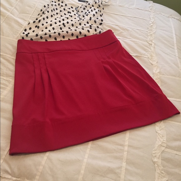 Red satin pencil skirt