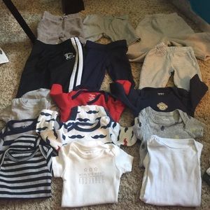 A bundle of newborn boys clothes