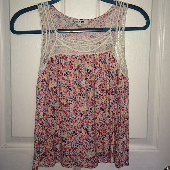 forever 21 floral shirt with lace neckline