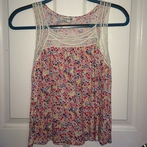 forever 21 floral shirt with lace neckline