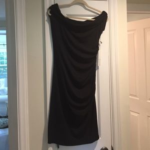 Susana Monaco black jersey off the shoulder dress