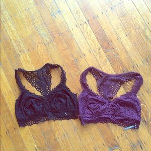 Two Aerie racer back bralettes