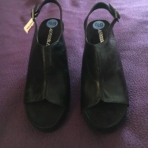 Black wedge sandal