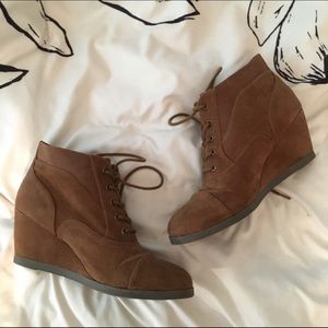 Brown lace up booties
