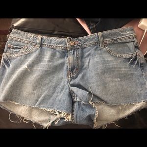 Light denim jean shorts