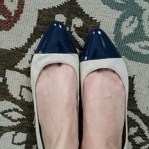 Flats w/ blue toe caps