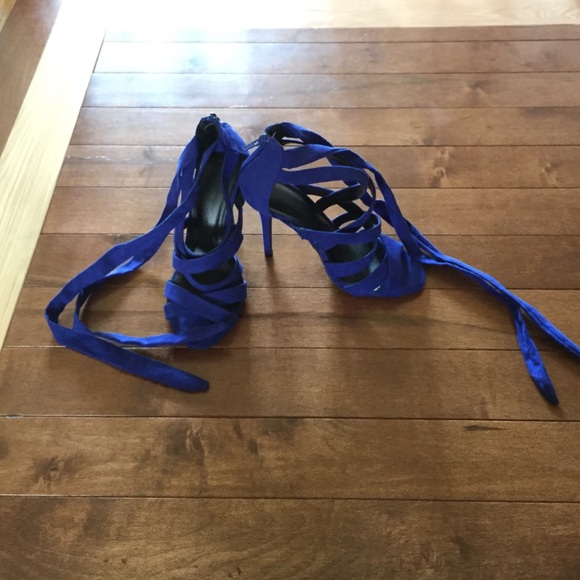 Royal blue lace up heals