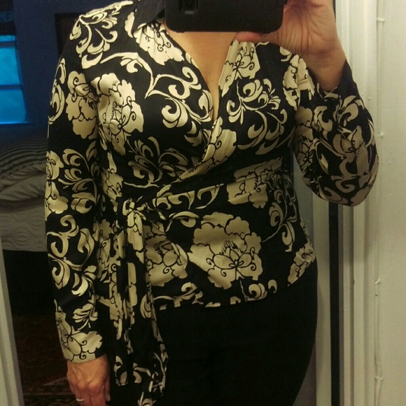 Ann Taylor silk stretch wrap blouse