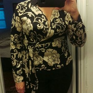 Ann Taylor silk stretch wrap blouse