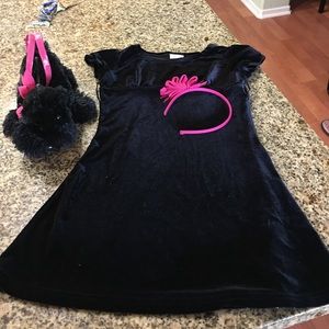Bundle puppy purse, headband, black dress