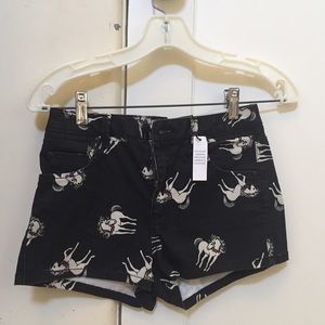 Black Unicorn Printed Topshop Shorts