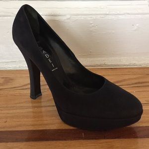 GORGEOUS Casadei navy suede platform pumps