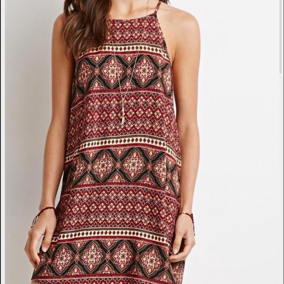 ISO forever 21 red abstract diamond print dress