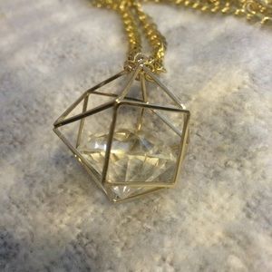 34" Gold Diamond Caged Necklace