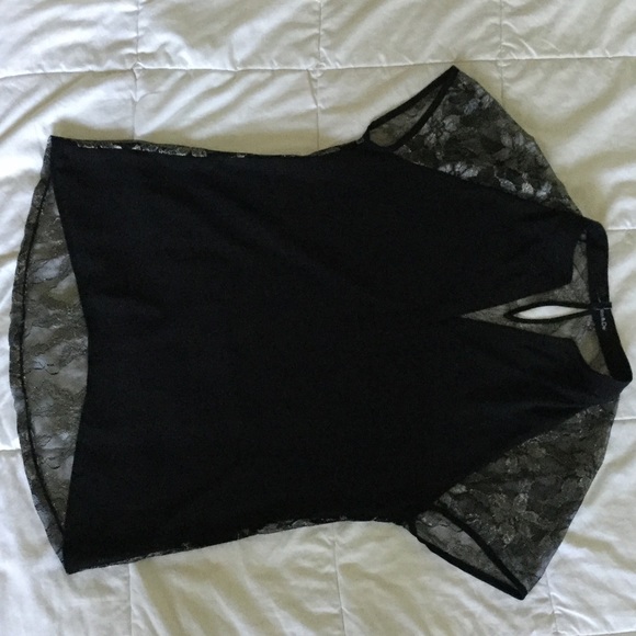 Ro&De black and lace open neck top.