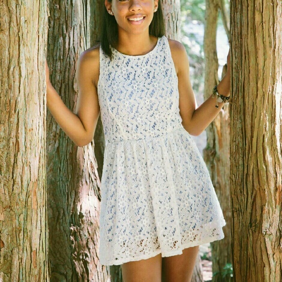 Lace floral white dress