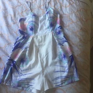 White floral one piece shorts