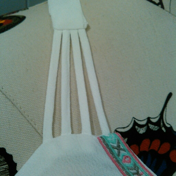 BOHO Aztec EMBROIDERED WHITE DRESS Cover up MEDIUM - Picture 4 of 4