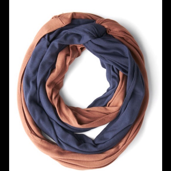 Peach and navy infinity scarf