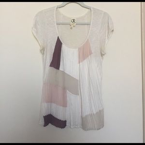 Anthropologie Off-White Pleated Blouse