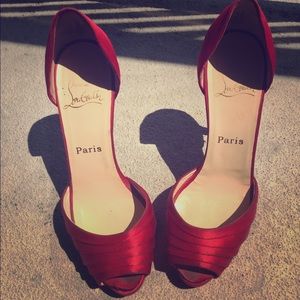 Christian Louboutin Red Satin Armadillo D'orsay