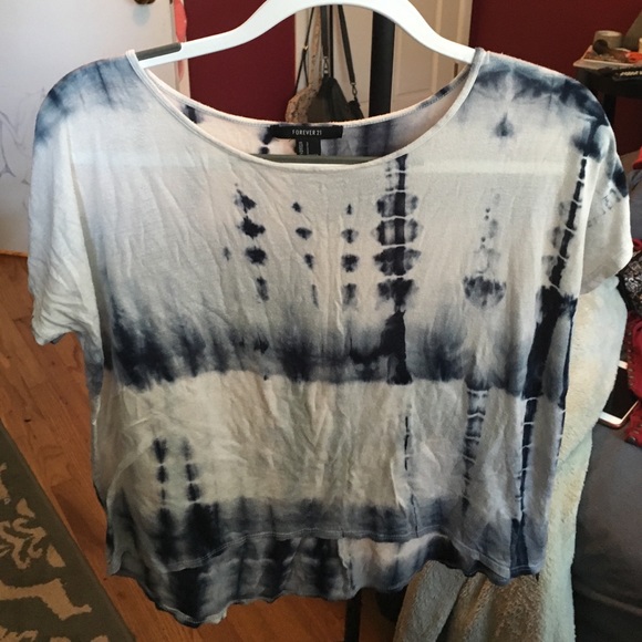 Blue and White Tie Dye Top