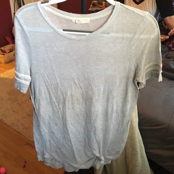 Light Blue T-Shirt W/ Varsity Stripe Details