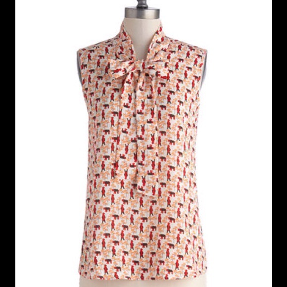 Good news bears tie neck blouse