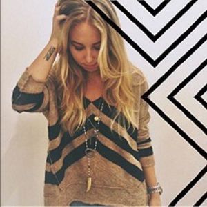 Free People Alpaca Chevron Stripe Pullover XS