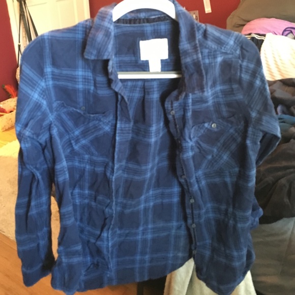 Blue Plaid Flannel Shirt