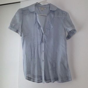 Pale blue and white striped blouse