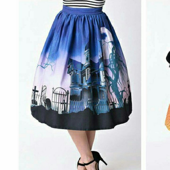 Unique Vintage PUG Retro Haunted Mansion Skirt - Picture 3 of 3