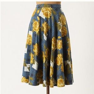 Anthropologie Settee Roses Skirt (Maeve)