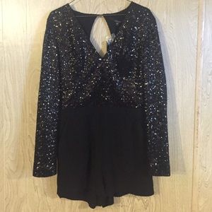 GUESS Black sequin, shorts romper